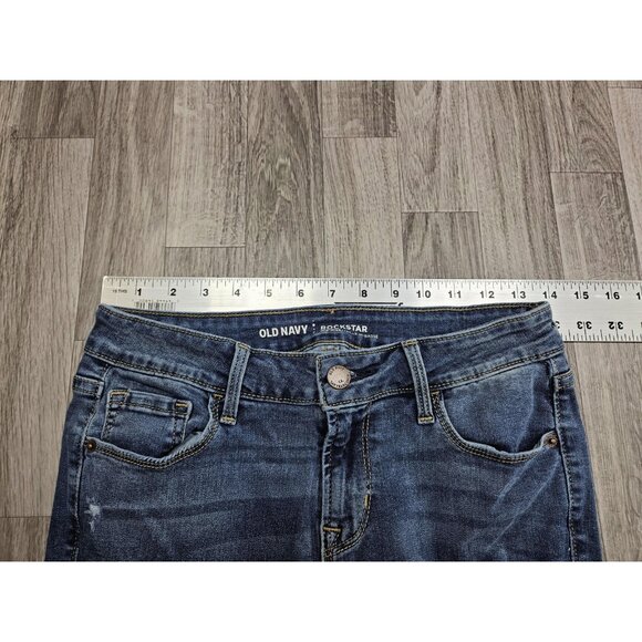 Old Navy Jeans Womens 4 Petite Blue Medium Wash Rockstar Mid-Rise Skinny Stretch - Picture 7 of 11